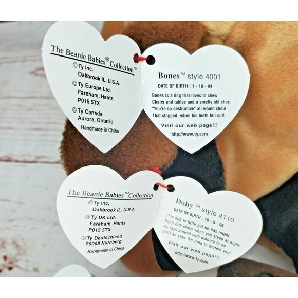 Doby, Bruno, Bones & Weeni Retired Vintage Beanie Baby Doggie Bundle - Picture 6 of 12